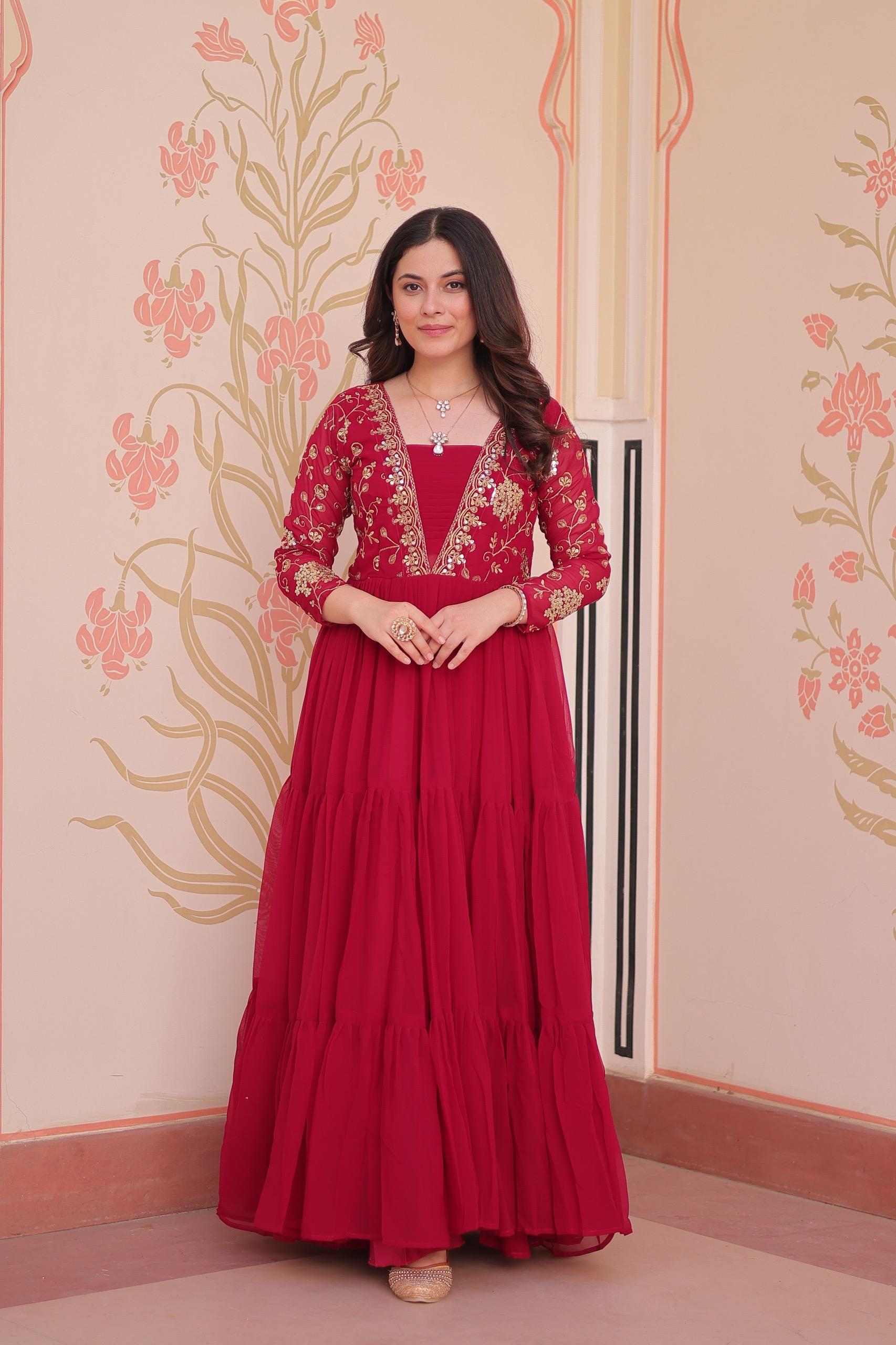 Faux Blooming Sequins & Zari Embroidered Gown