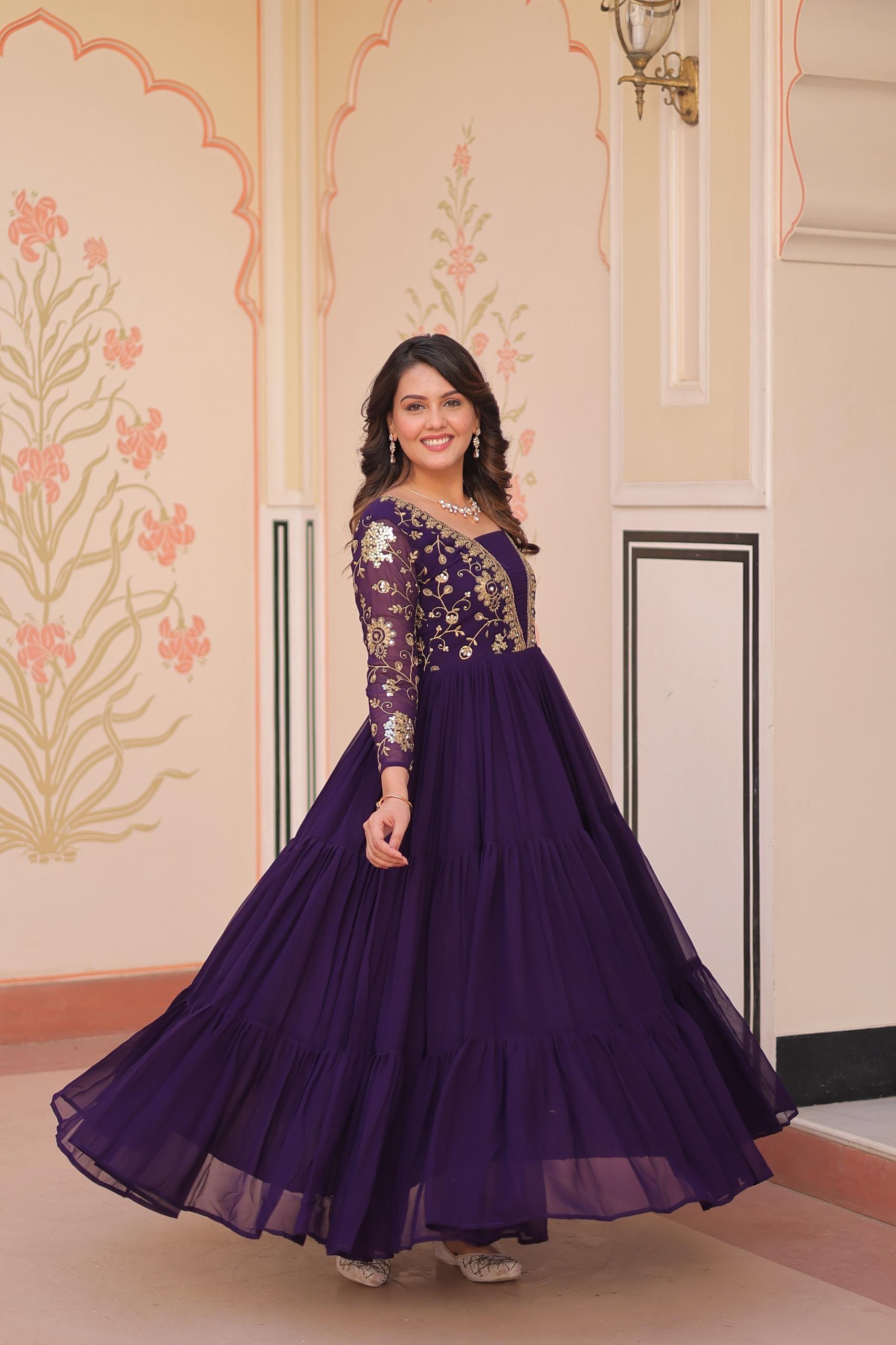 Faux Blooming Sequins & Zari Embroidered Gown