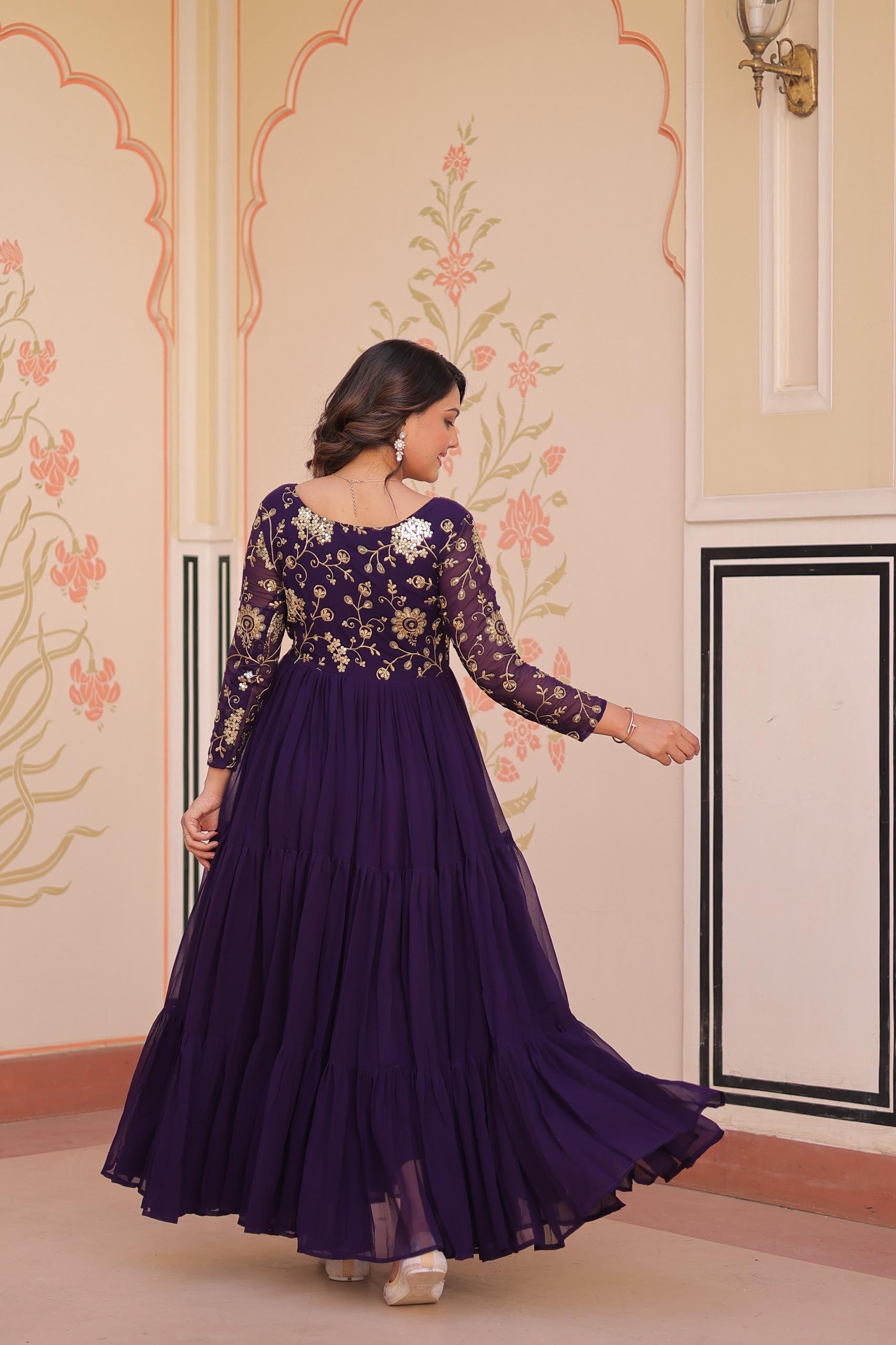 Faux Blooming Sequins & Zari Embroidered Gown