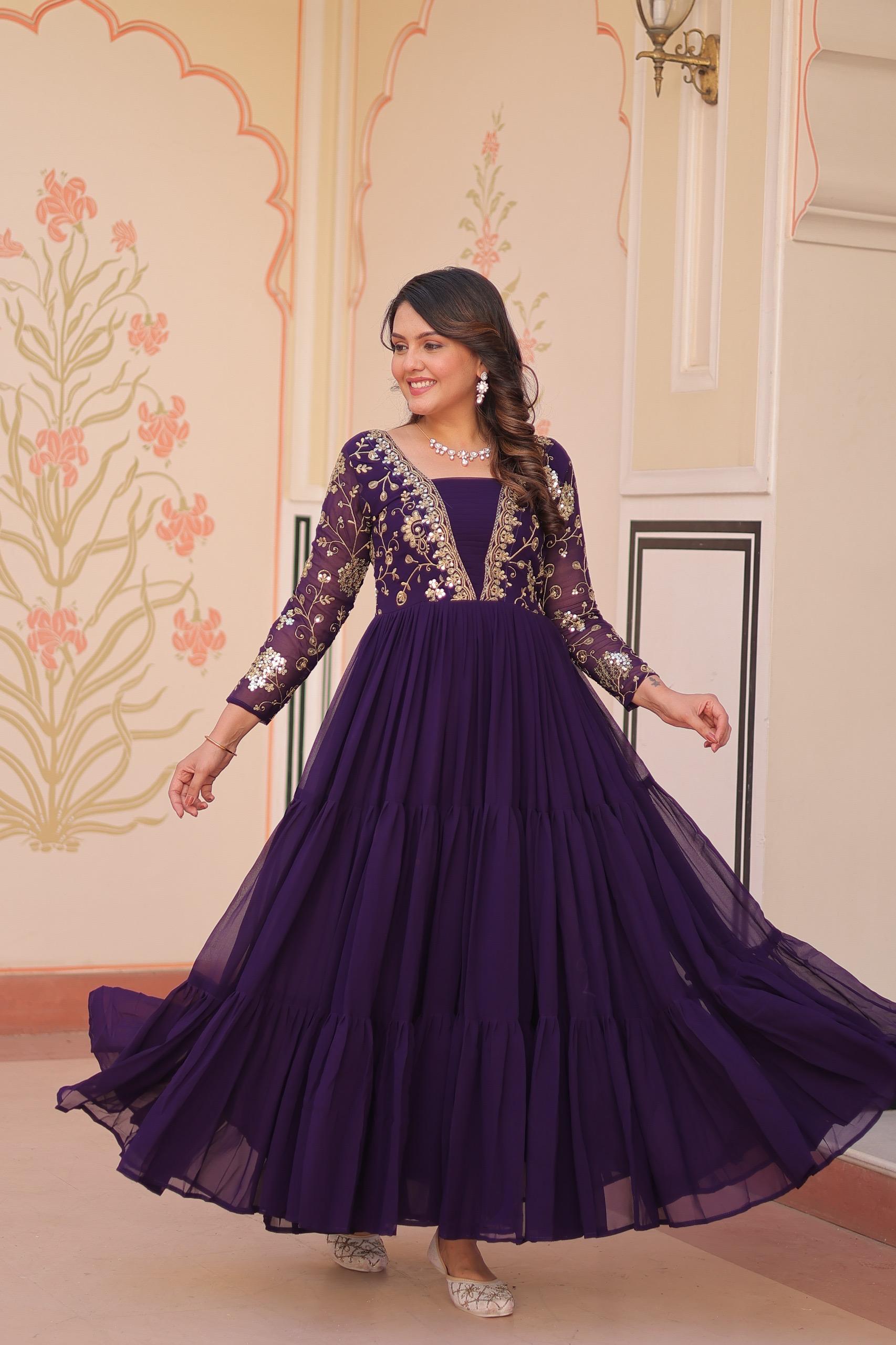 Faux Blooming Sequins & Zari Embroidered Gown