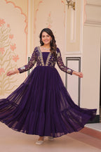 Faux Blooming Sequins & Zari Embroidered Gown