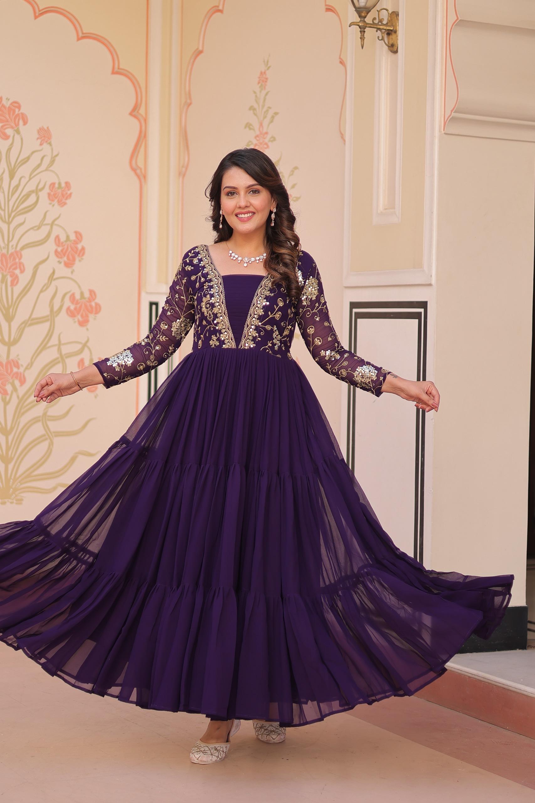 Faux Blooming Sequins & Zari Embroidered Gown