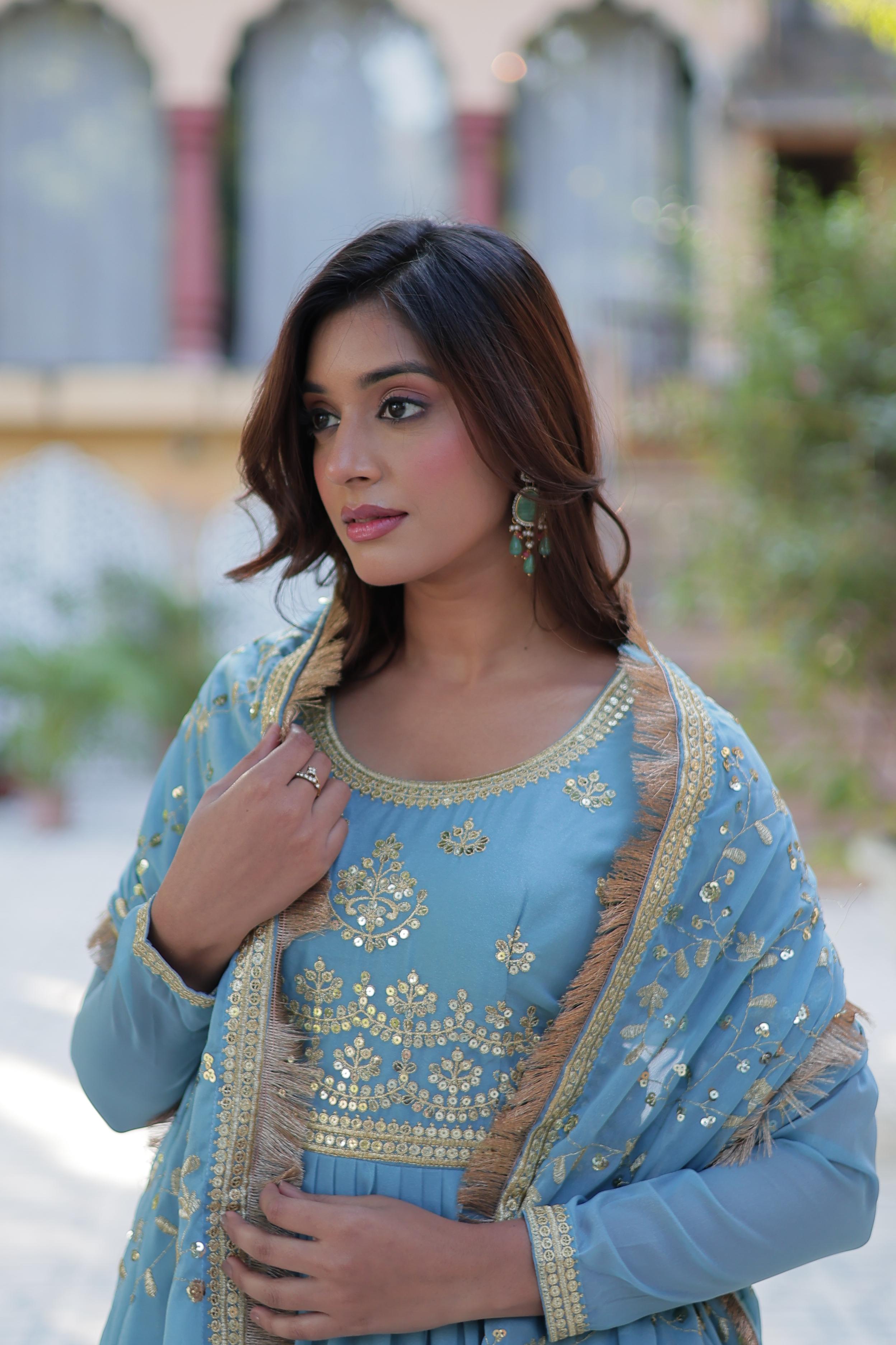 Sequin Embroidery Georgette Anarkali Suit