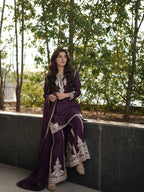 Royal Plum Georgette Palazzo Suit