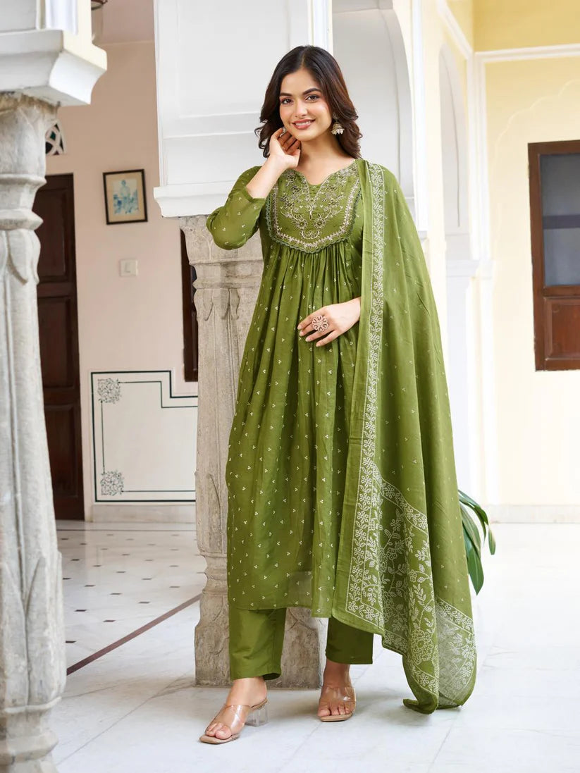 Pure Cotton Kurti Set with Dupatta