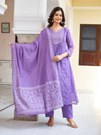 Pure Cotton Kurti Set with Dupatta