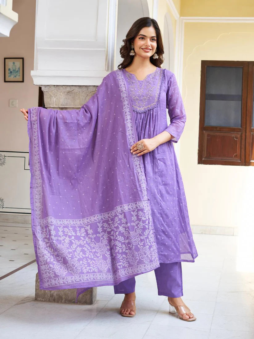 Pure Cotton Kurti Set with Dupatta