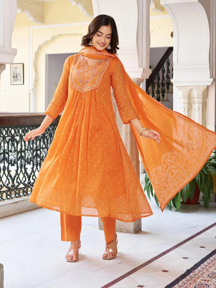 Pure Cotton Kurti Set with Dupatta