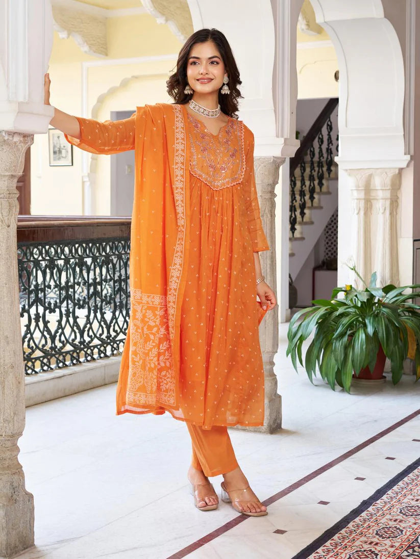 Pure Cotton Kurti Set with Dupatta