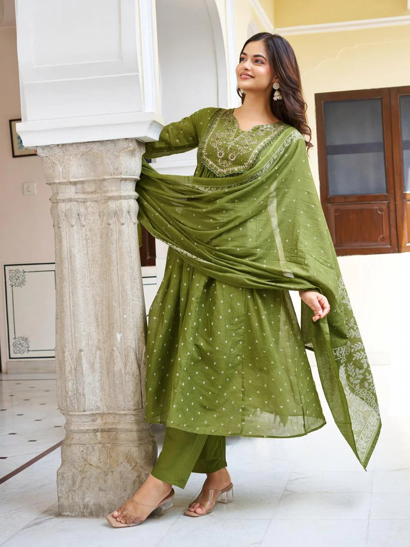 Pure Cotton Kurti Set with Dupatta