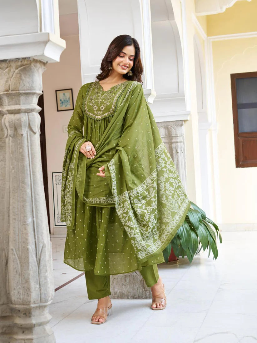 Pure Cotton Kurti Set with Dupatta