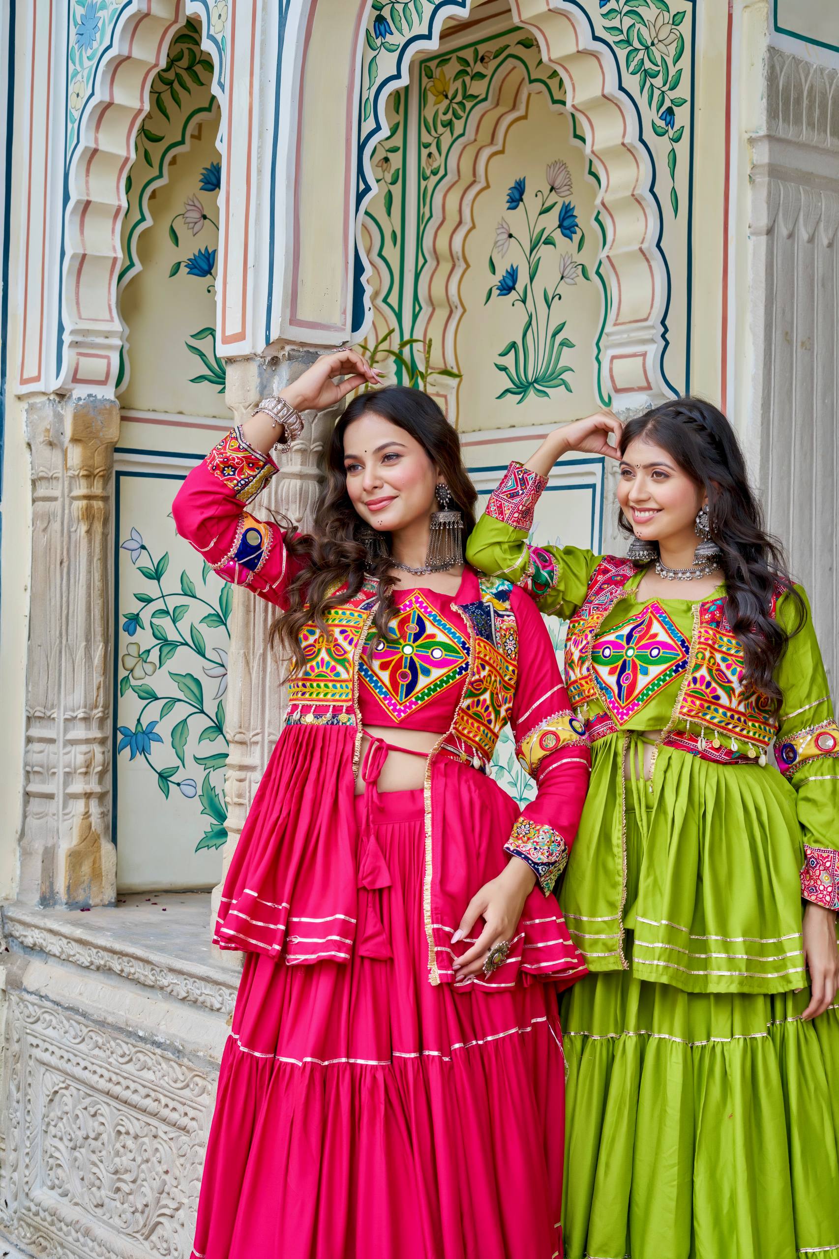 Navratri pure cotton gamthi work lehenga choli