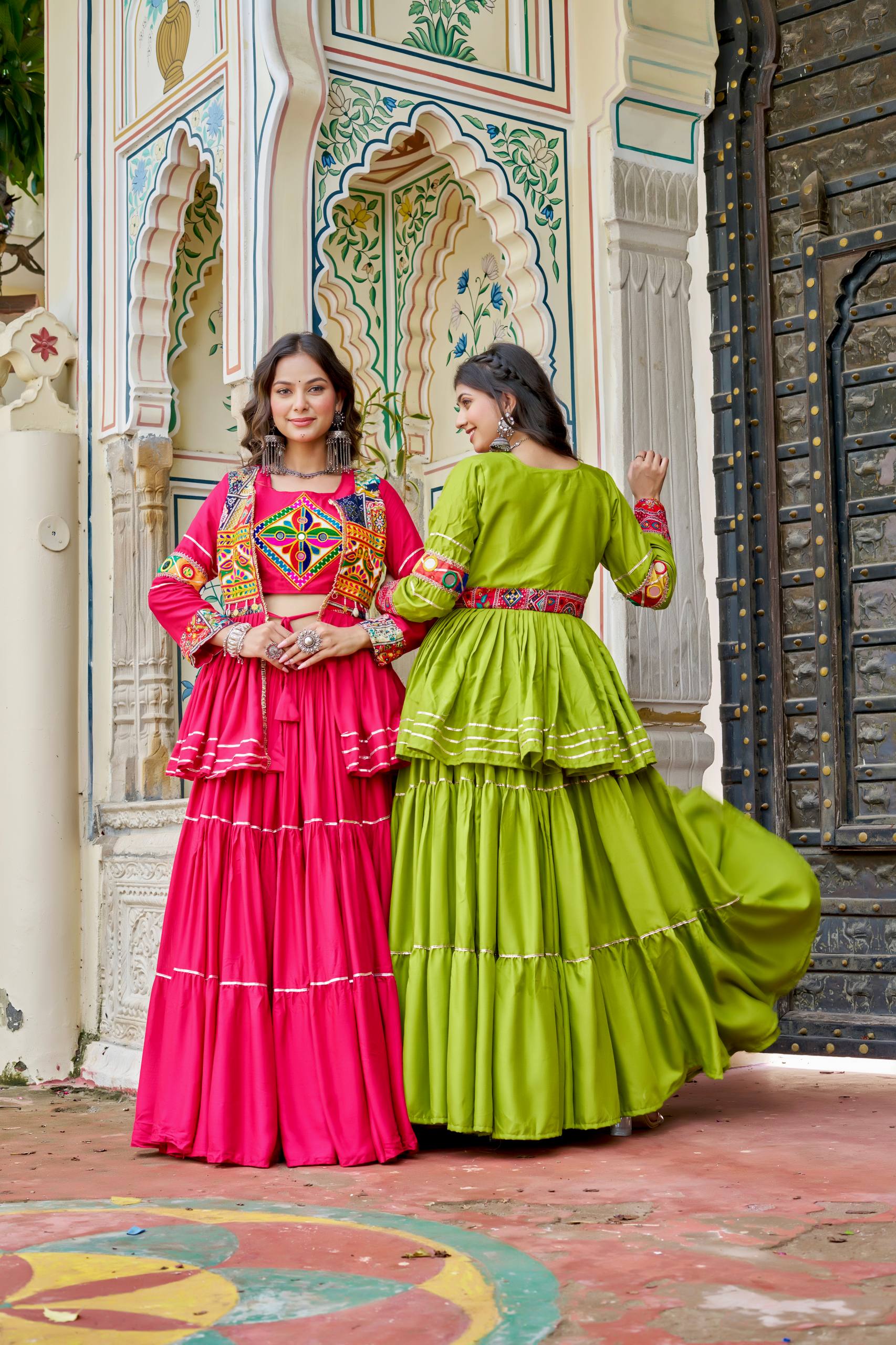 Navratri pure cotton gamthi work lehenga choli