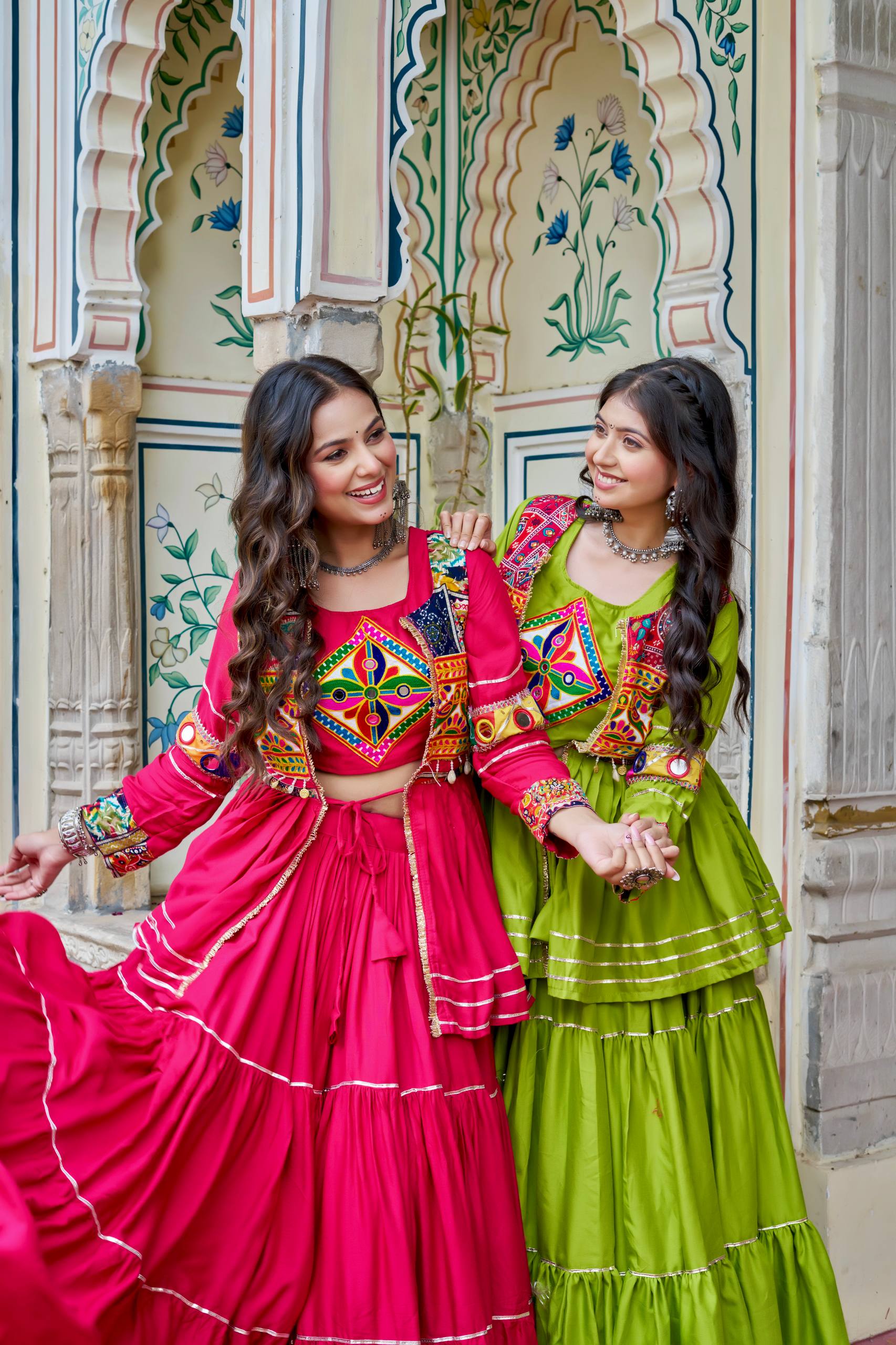 Navratri pure cotton gamthi work lehenga choli