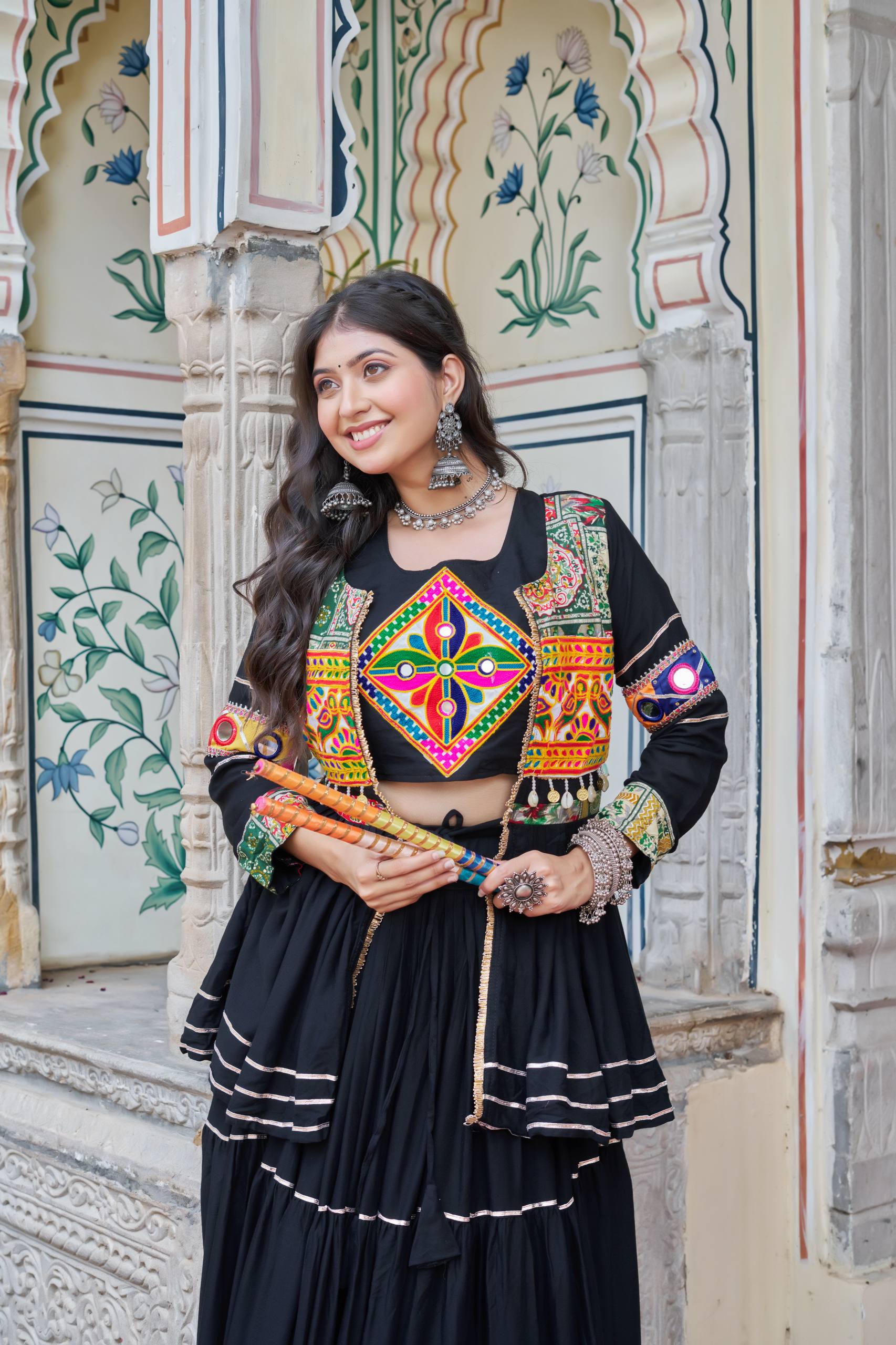 Navratri pure cotton gamthi work lehenga choli