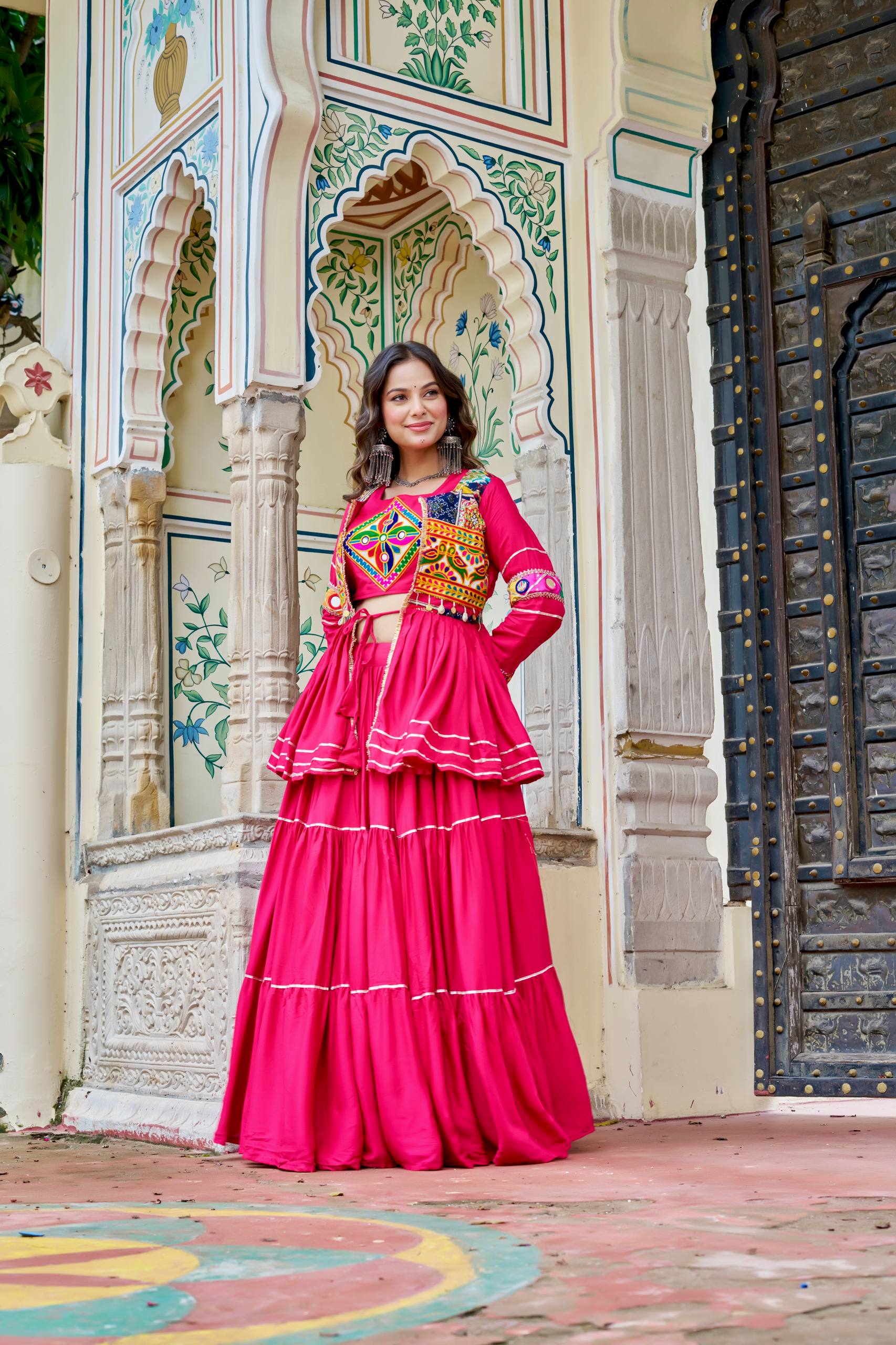Navratri pure cotton gamthi work lehenga choli