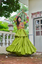 Navratri pure cotton gamthi work lehenga choli
