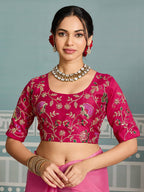 Women's Jimmi Choo Embroidery Work Saree With Unstitched Blouse Piece