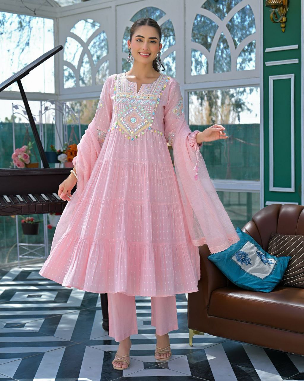 Premium Pink Mul Cotton Suit