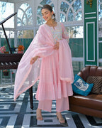 Premium Pink Mul Cotton Suit