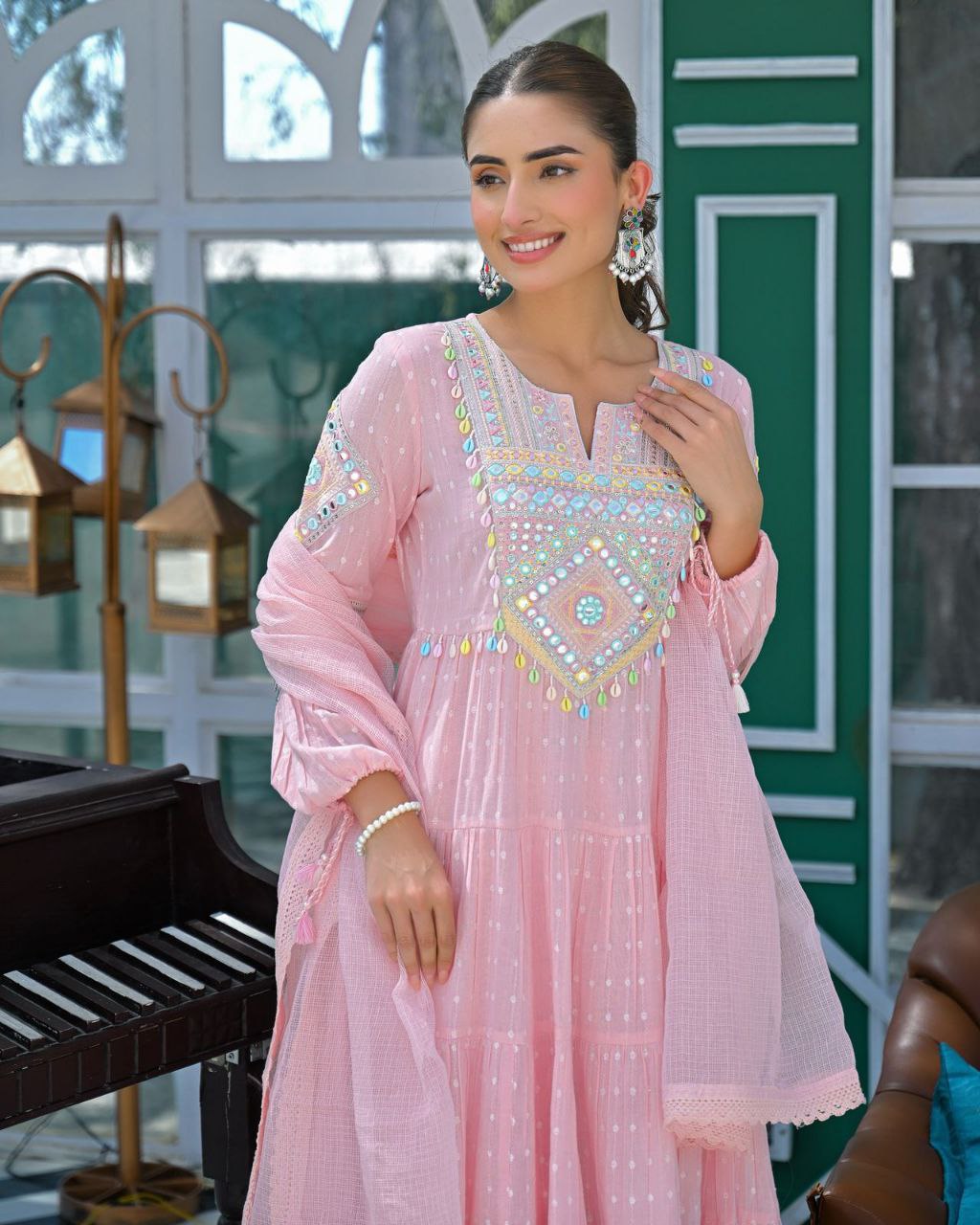 Premium Pink Mul Cotton Suit