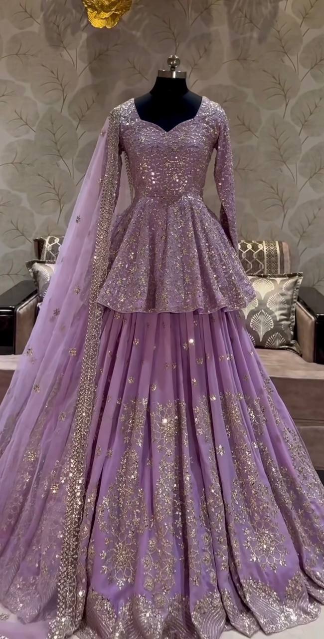 Designer Embroidered Kurta with Lehenga & Dupatta
