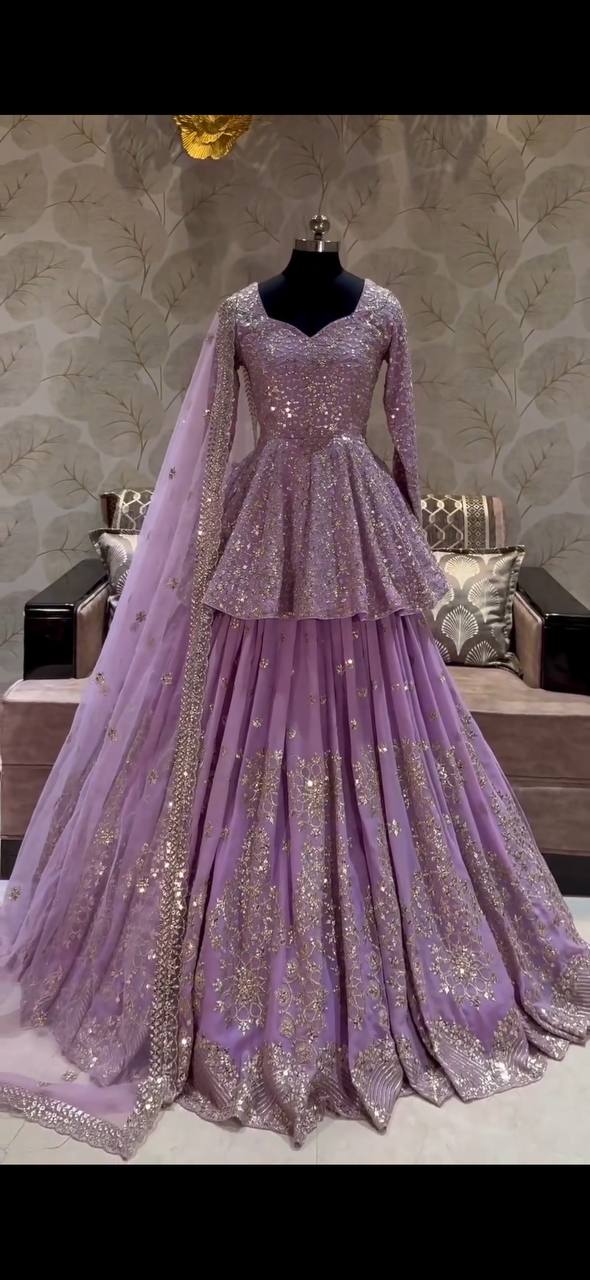 Designer Embroidered Kurta with Lehenga & Dupatta