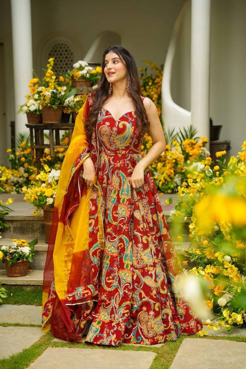 Jimmy Organza Digital Printed Anarkali Gown