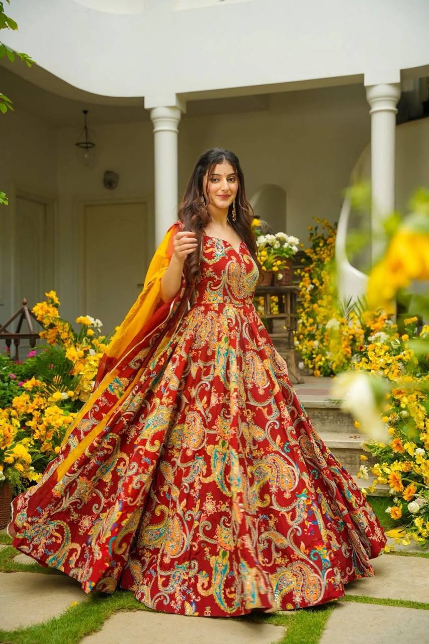 Jimmy Organza Digital Printed Anarkali Gown