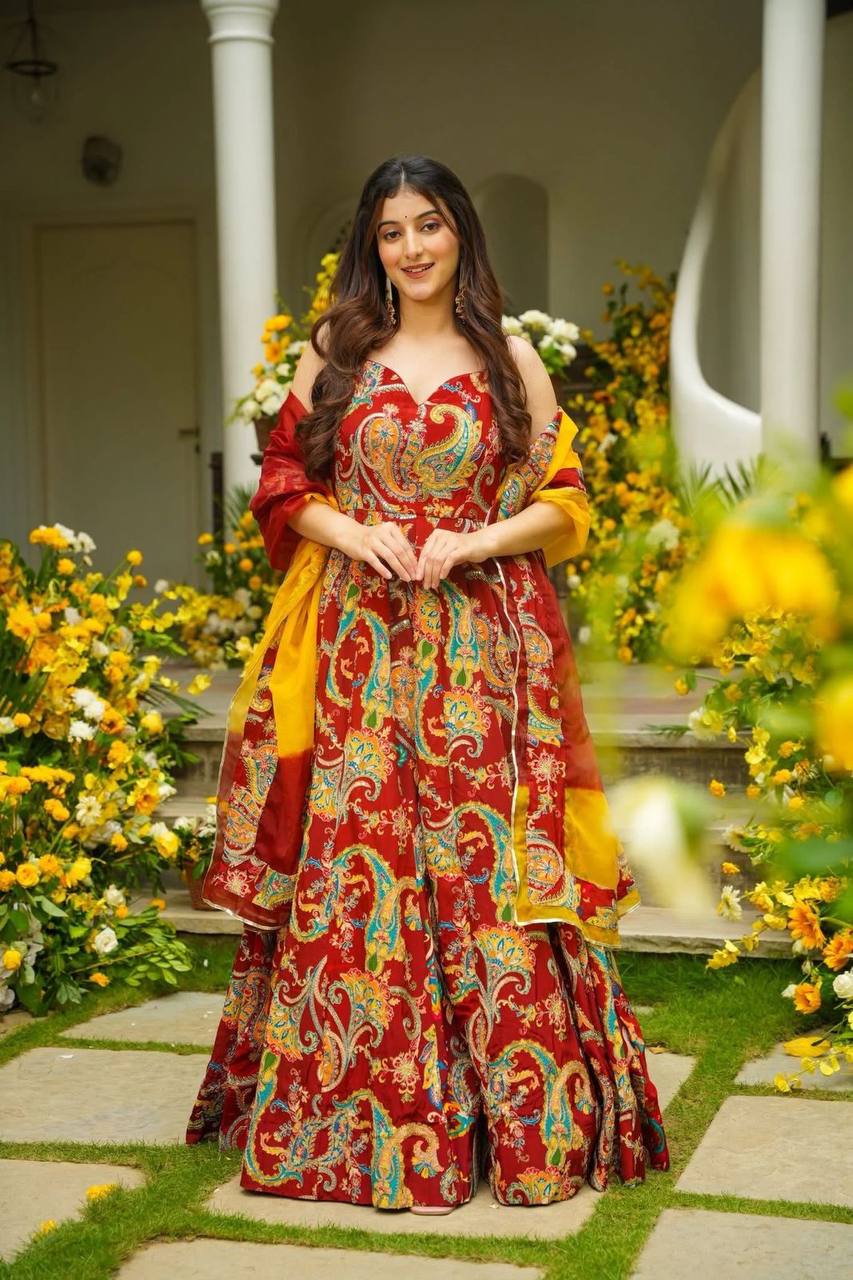 Jimmy Organza Digital Printed Anarkali Gown