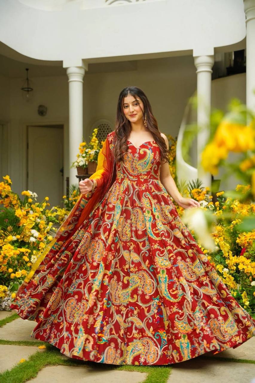 Jimmy Organza Digital Printed Anarkali Gown