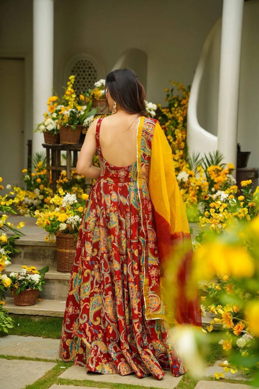 Jimmy Organza Digital Printed Anarkali Gown