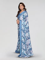 Floral Poly Georgette Designer Saree