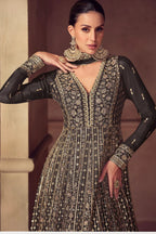 Anarkali Gown in Chinon Silk with Intricate Embroidery Work