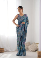 Fancy Georgette Silk Printed With Mirror Work Saree