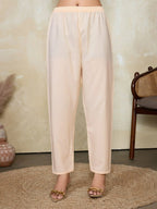 Light Peach Muslin Silk Thread Work Kurta Set