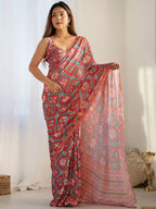 Printed Saree with Attached Blouse Georgette Saree