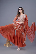 Heavy Georgette Top-Sharara & Dupatta Set