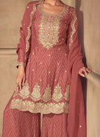 Bandhini Print Zari Embroidered Sequins Palazzo Suit