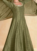 Embroidery Work Silk Gown With Dupatta