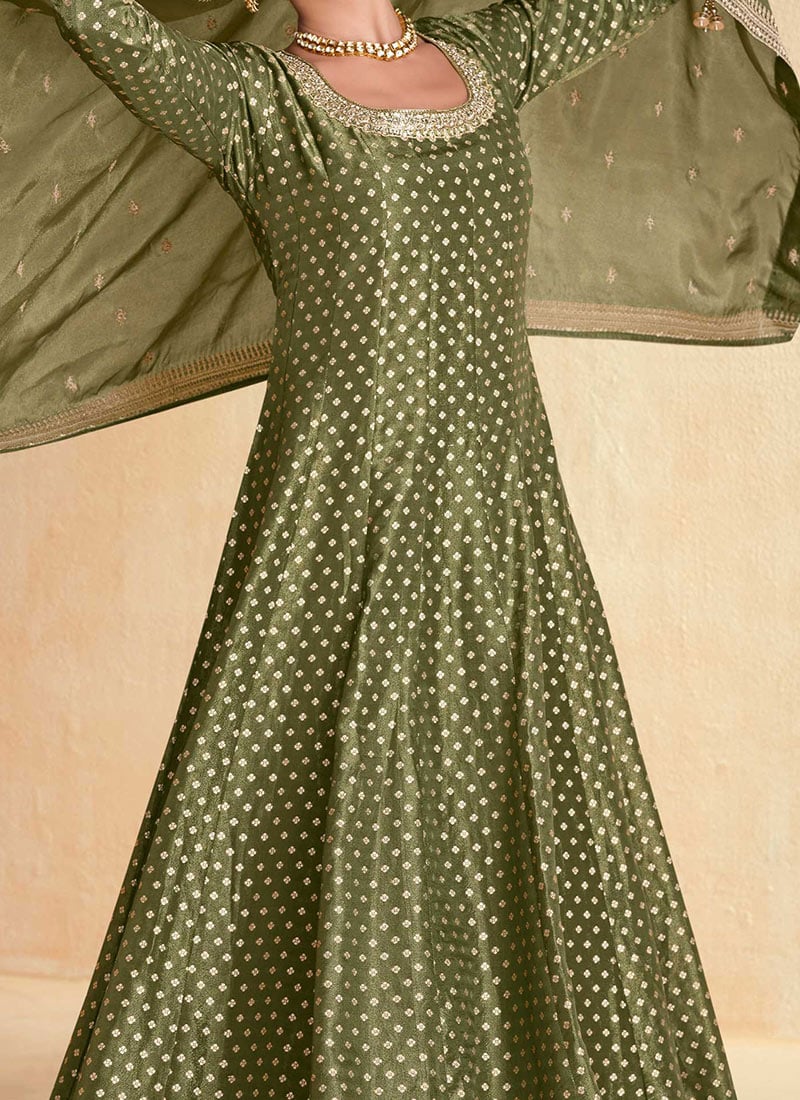 Embroidery Work Silk Gown With Dupatta