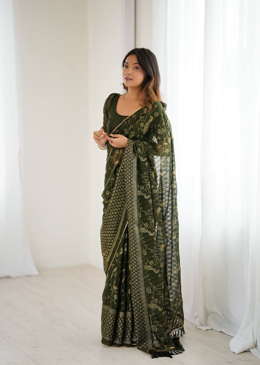 Georgette Foil Printed Saree