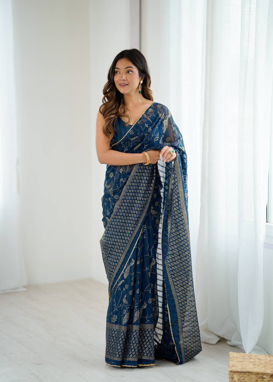 Georgette Foil Printed Saree