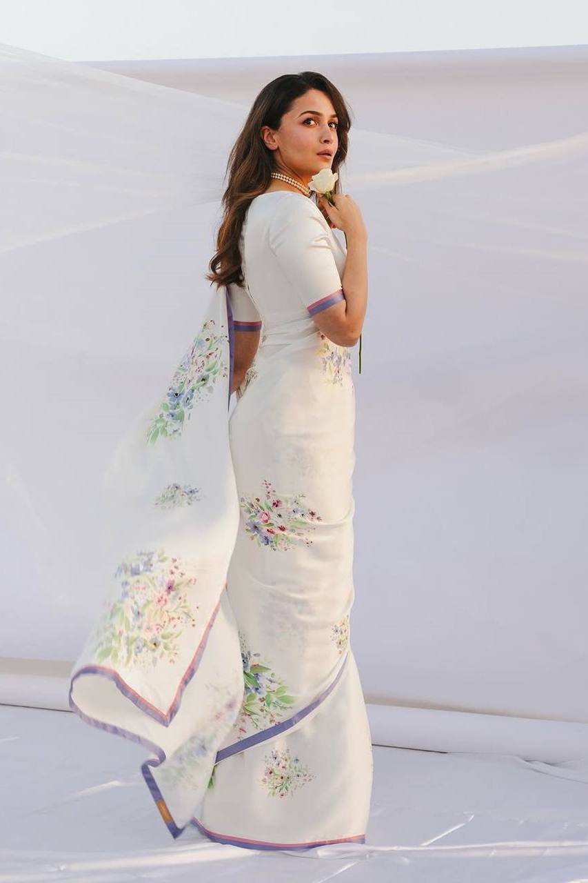 Plain White Cotton Saree