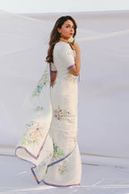 Plain White Cotton Saree