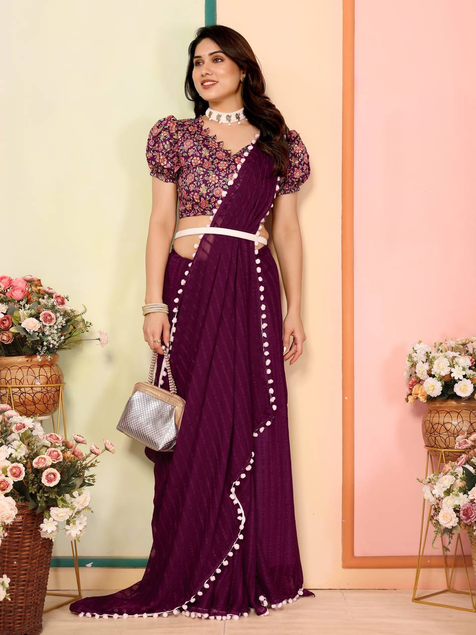 Women's Georgette Patta Silk Saree