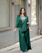 Teal Chinon Sequence Salwar Suit