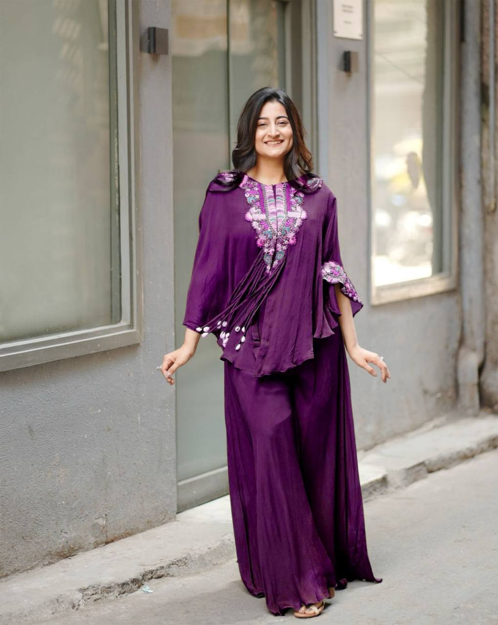 Teal Chinon Sequence Salwar Suit