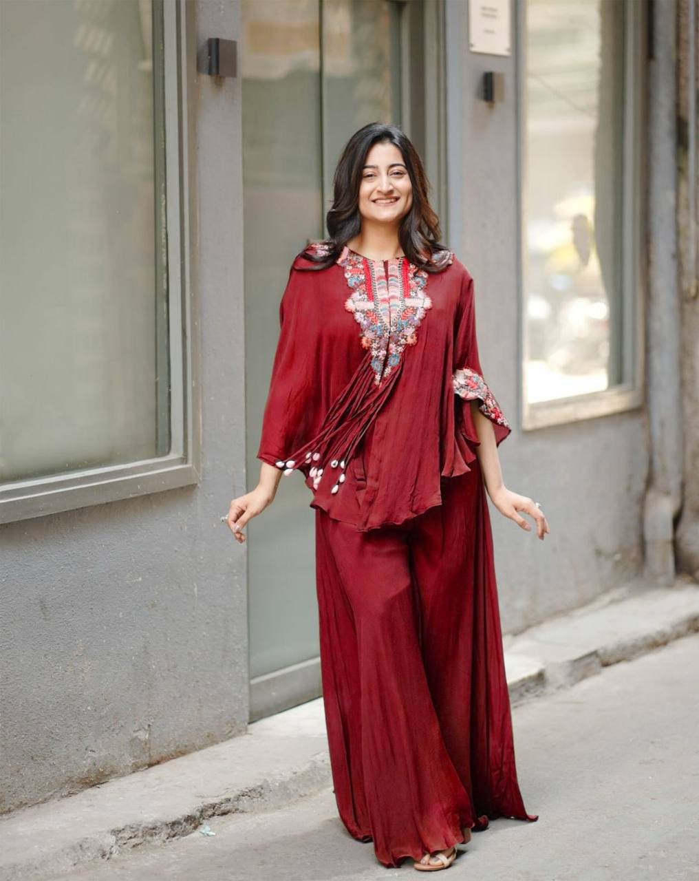 Teal Chinon Sequence Salwar Suit
