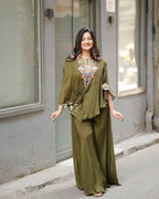 Teal Chinon Sequence Salwar Suit